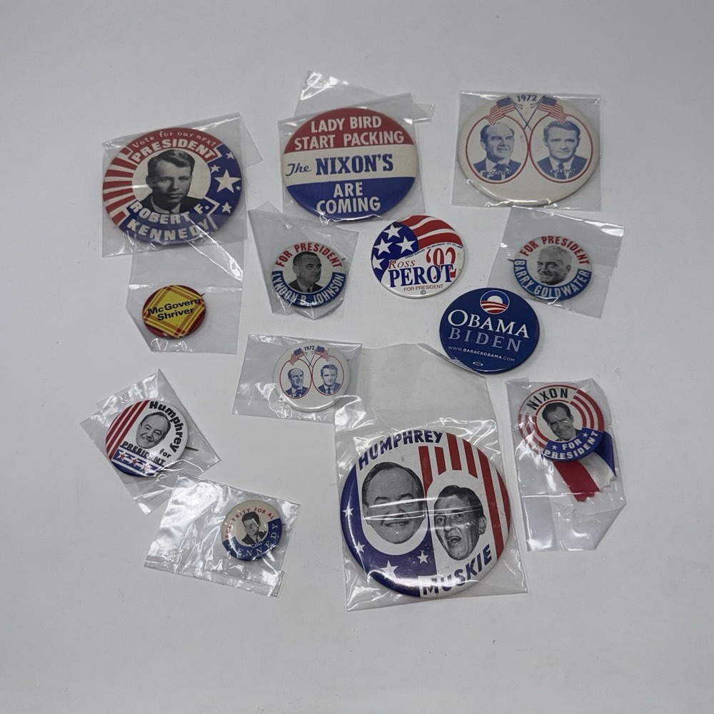 Vintage Campaign Pinback Buttons Lot 1960s 1970s Political